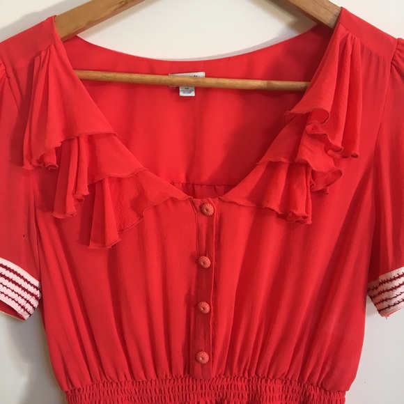 Anthropologie Odille Coral Vintage Inspired Top 10 - Picture 3 of 8